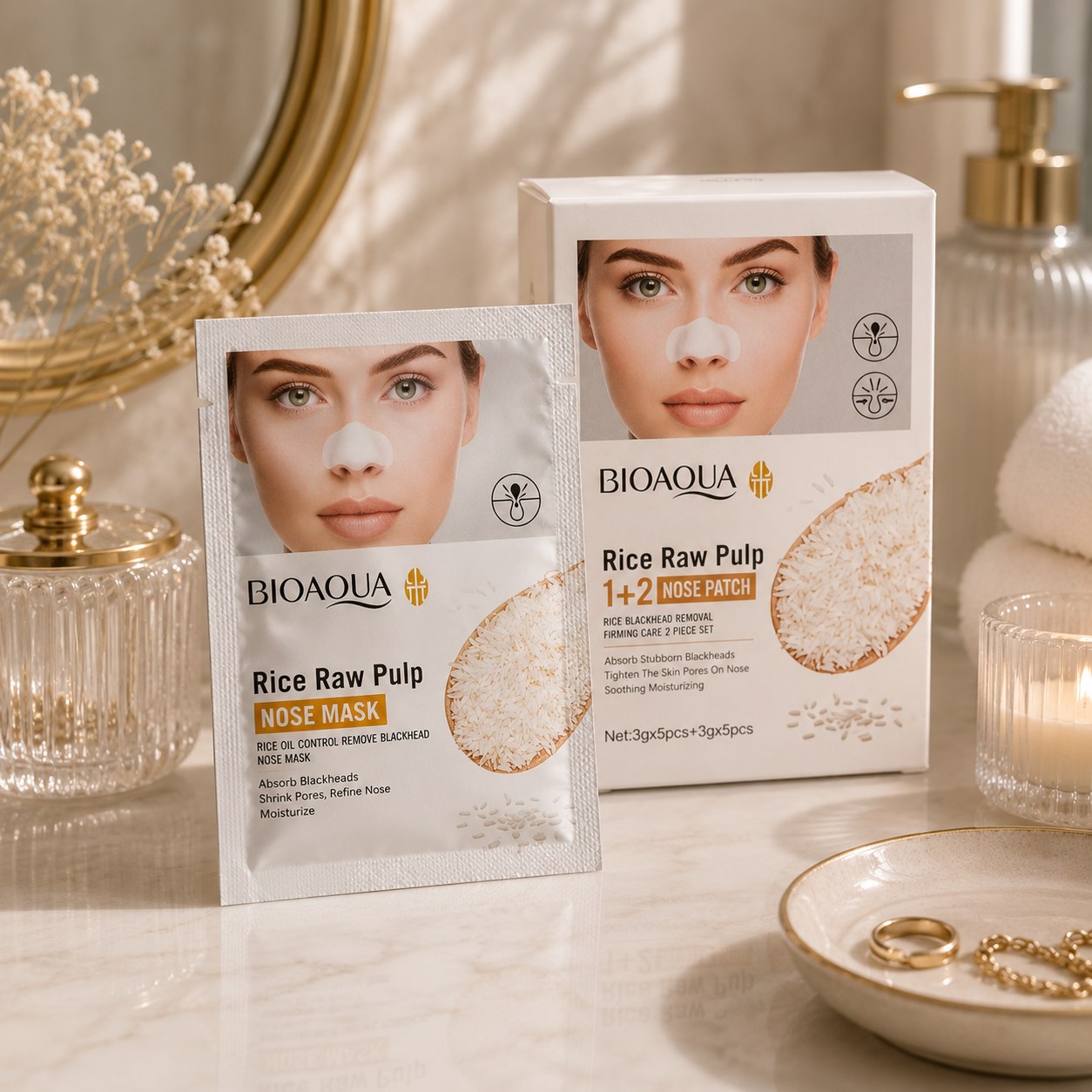 چسب بینی بایوآکوا مدل Rice Raw Pulp ضد جوش سرسیاه و پاکسازی منافذ 30 گرم