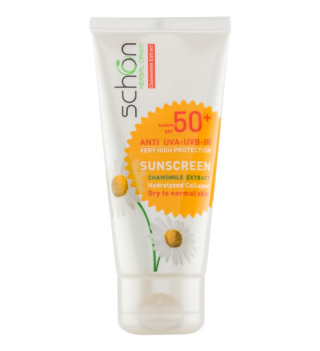 کرم ضدآفتاب بی رنگ Spf50 پوست خشک تا نرمال عصاره بابونه شون