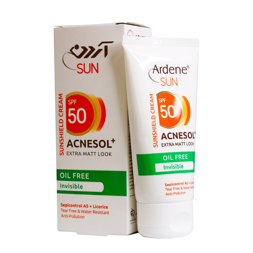 کرم ضد آفتاب بی رنگ فاقد چربی SPF50 مات کننده Acnesol Plus آردن