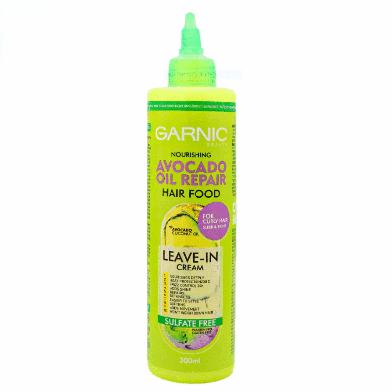 کرم مو بدون آبکشی آووکادو و نارگیل تغذیه کننده و ترمیم کننده موگارنیک GARNIC (آبرسانی عمیق مو کاهش وز و خشکی محافظت حرارتی مناسب موهای فر) 300ml