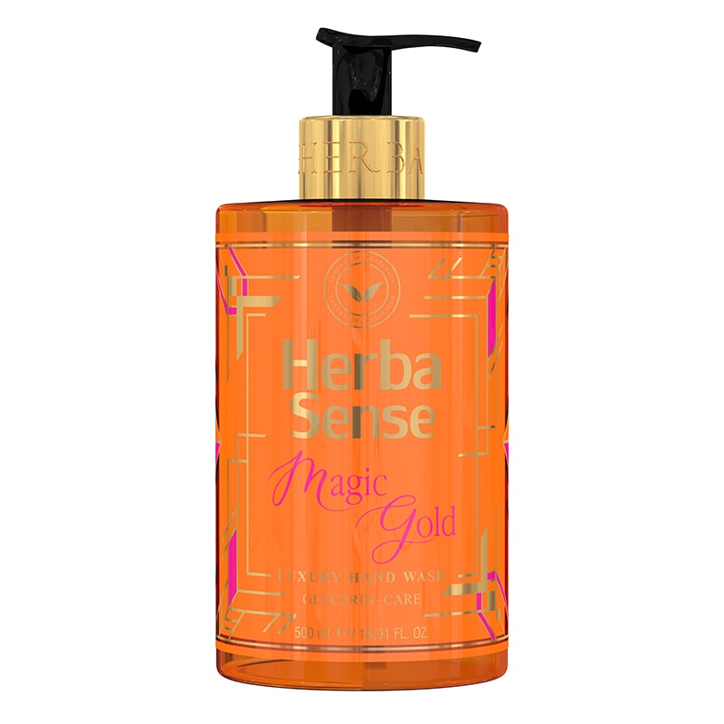 مایع دستشویی500میل آبرسان و معطر ادکلانی مدل Magic Gold آردن هرباسنس رایحه (گلی میوه ای)