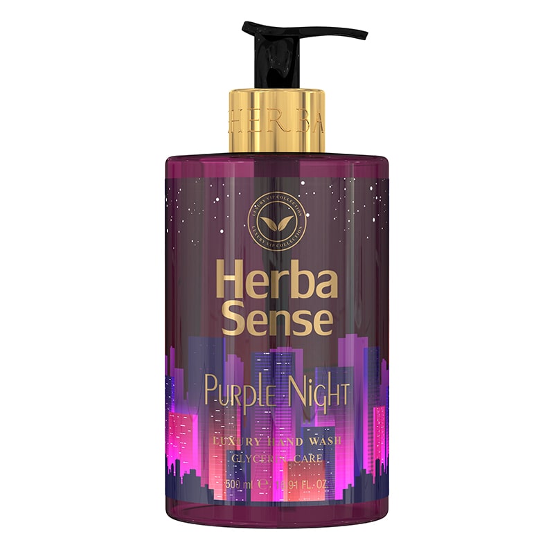 مایع دستشویی 500میل آبرسان و معطر ادکلانی مدل Purple Night آردن هرباسنس رایحه(کهربایی گل دار)