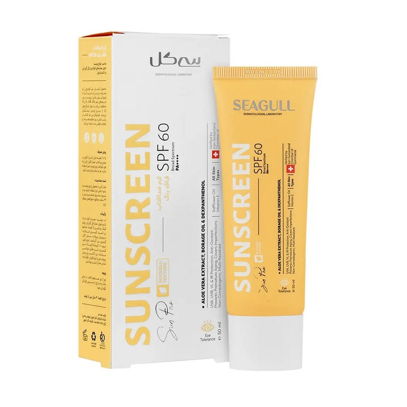 کرم ضدآفتاب بدون رنگ Spf60 انواع پوست سی گل