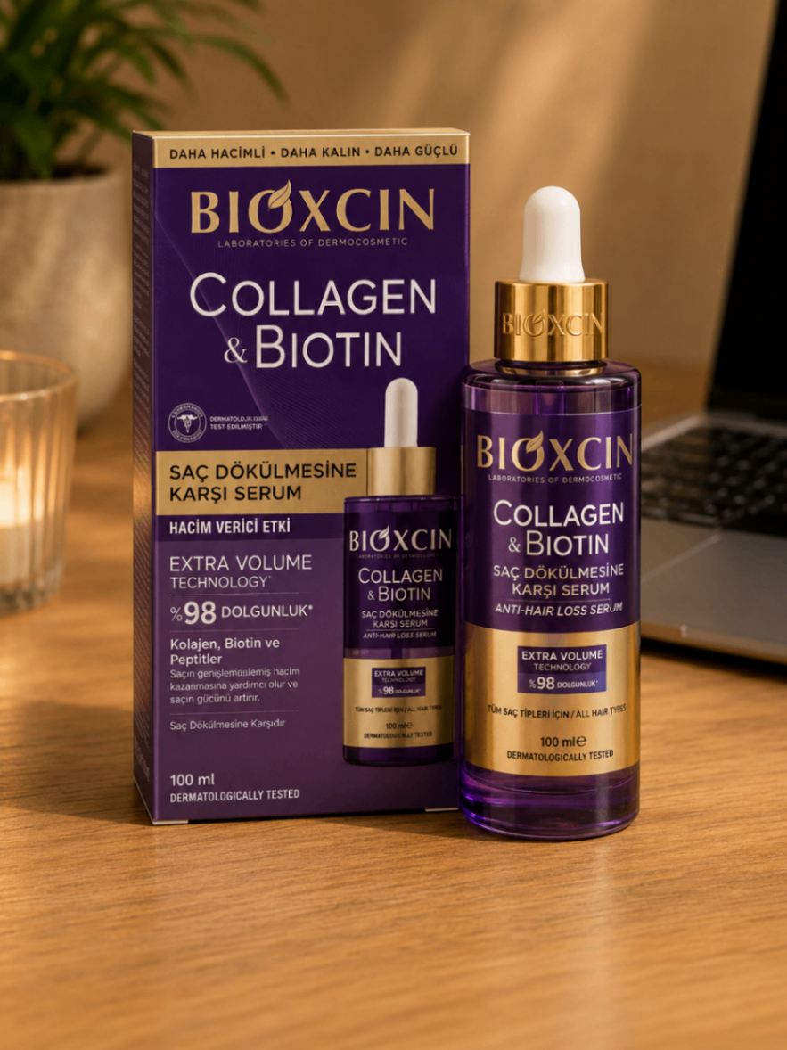 سرم ضد ریزش و حجم‌دهنده مو بیوکسین Bioxcin Collagen & Biotin حجم 100 میلی‌لیتر