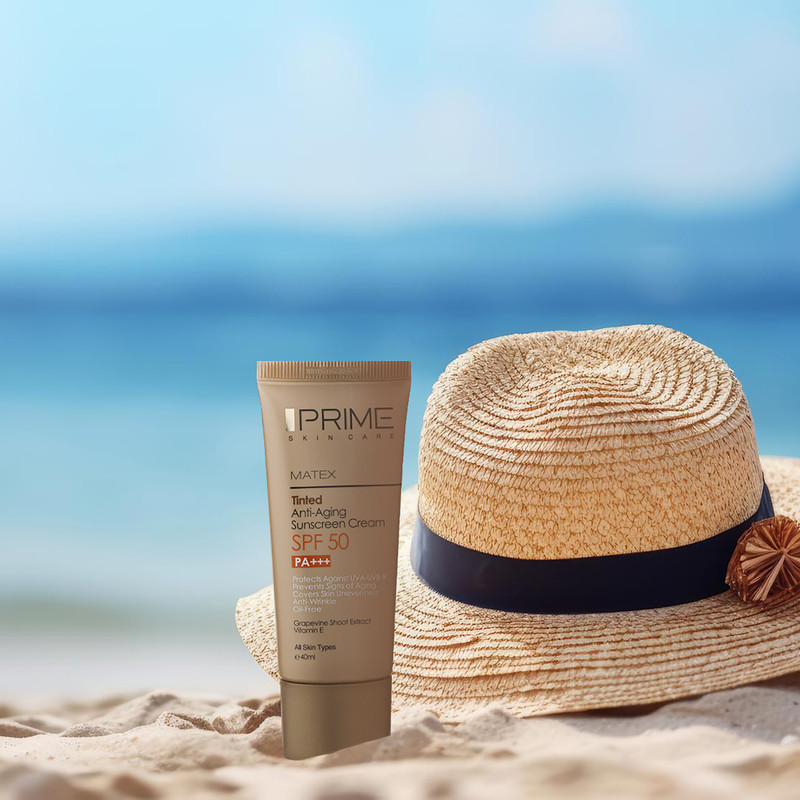 کرم ضدآفتاب رنگی SPF50 جوان‌کننده انواع پوست MATEX پرایم - 40ml