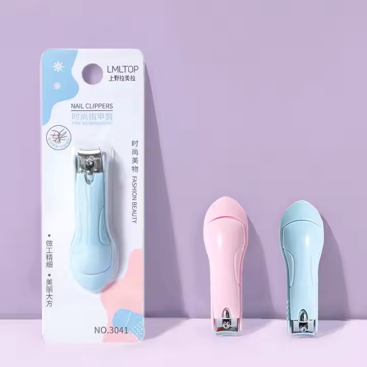 ناخن گیر سایز متوسط LMLTOP تمام استیل محافظ دار مدل 3041(صورتی/آبی)