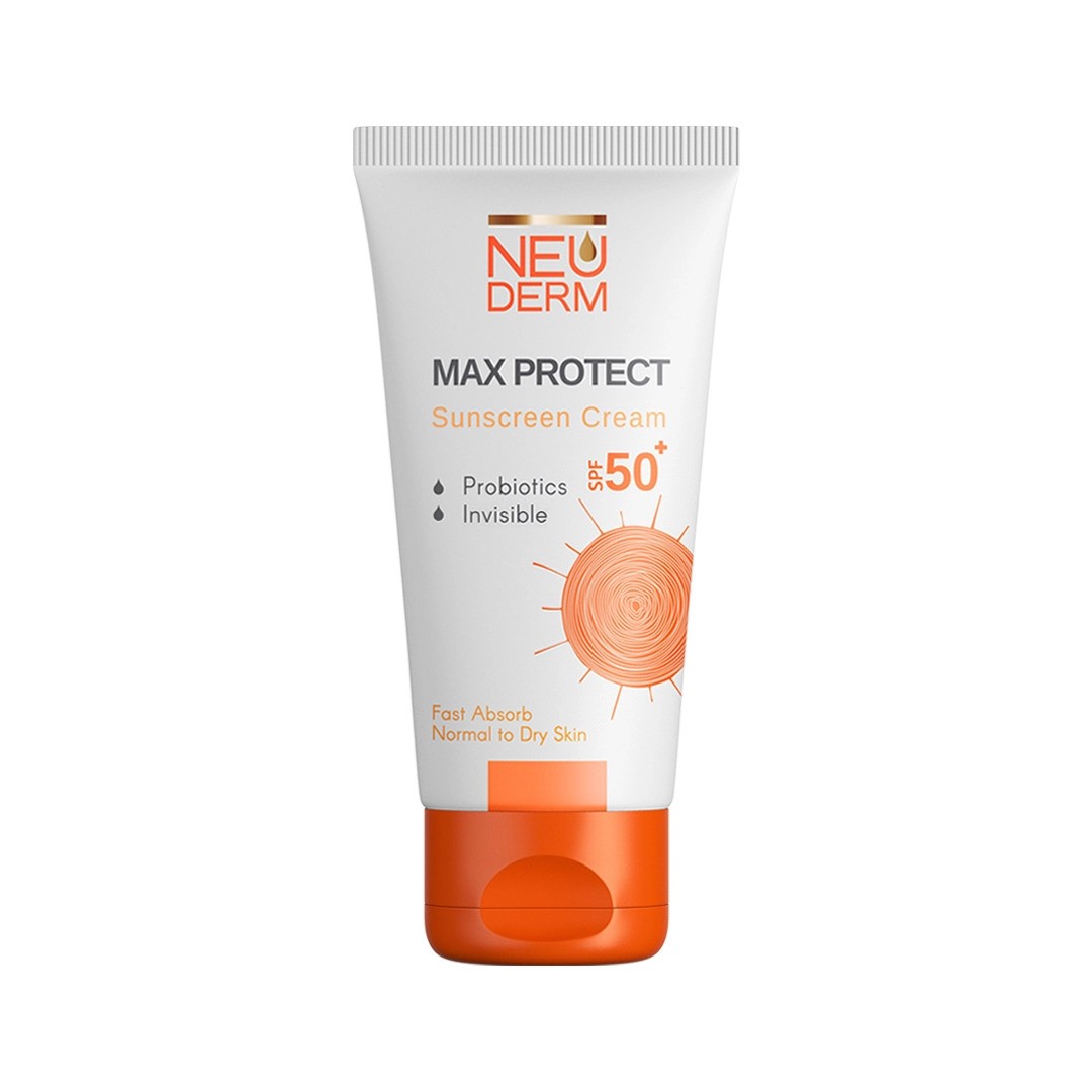 کرم ضد آفتاب بی رنگ Spf50 پوست خشک و معمولی Max Protect نئودرم