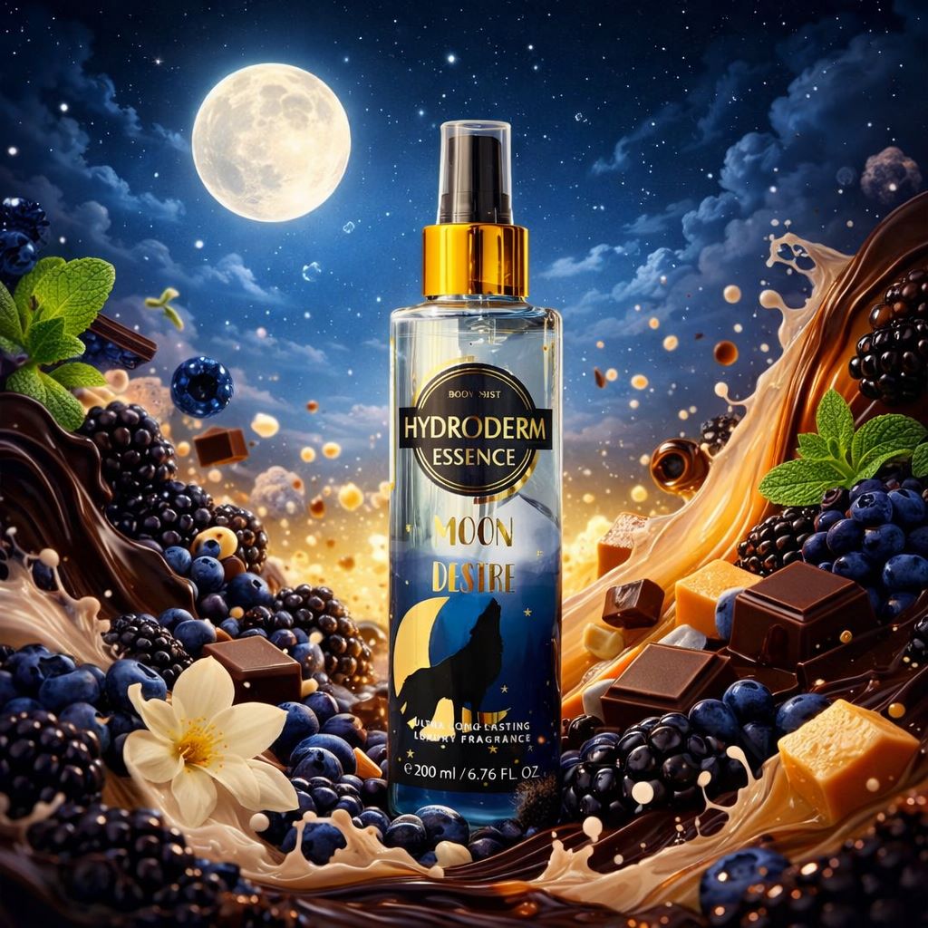 بادی میست معطر بدن زنانه هیدرودرم مدل Moon Desire Hydroderm (رایحه خنک شیرین مرموز شبانه ادکلنی) 200ml