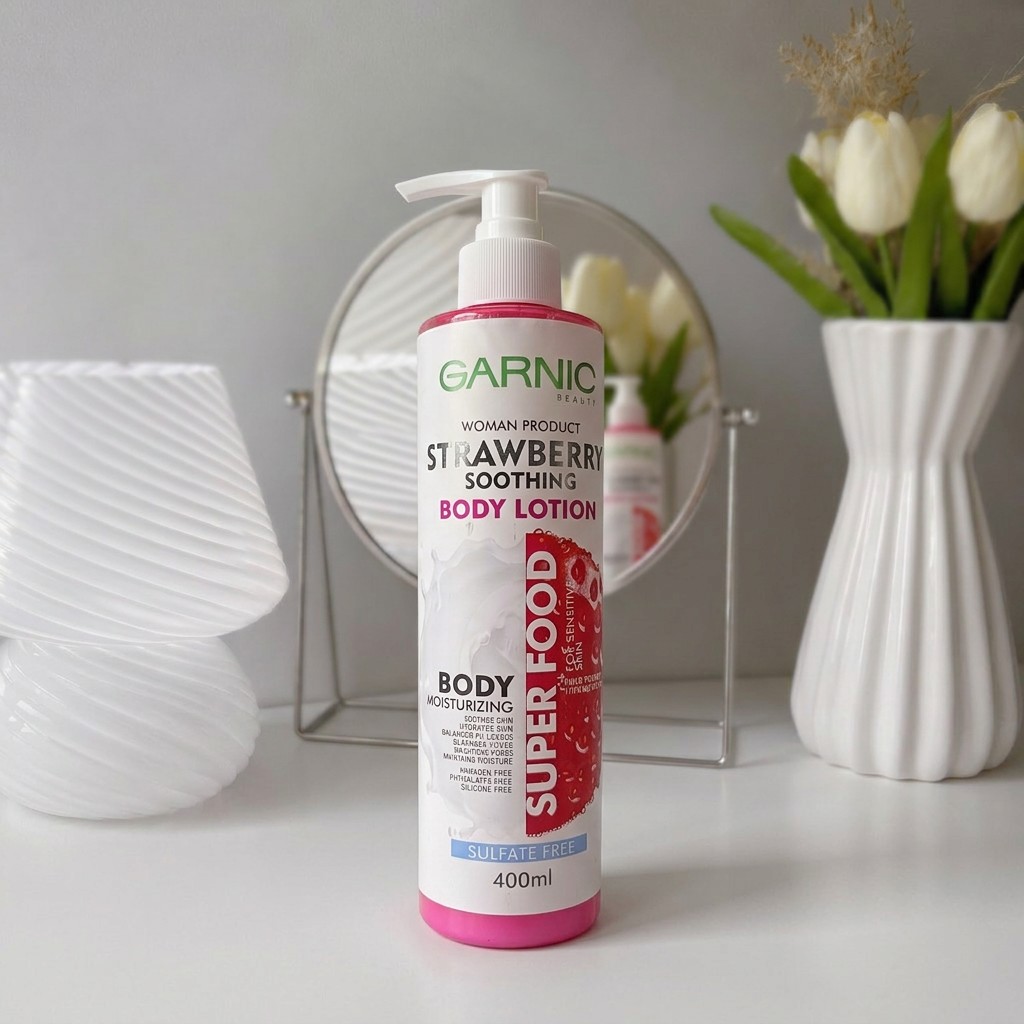 لوسیون بدن گارنیک مدل Strawberry Soothing حجم 400 میلی لیتر