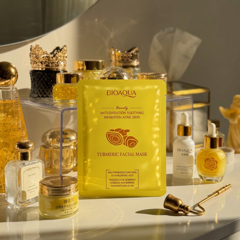 ماسک ورقه ای صورت زردچوبه بیوآکوا مدل Turmeric Facial Mask