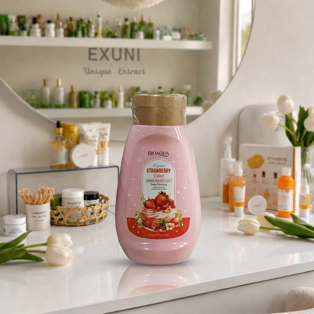 نمک حمام بیوآکوا مدل Strawberry Cake وزن 430 گرم