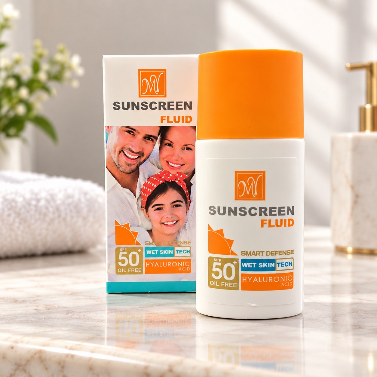 فلوئید ضد آفتاب بی‌رنگ SPF50 مای Smart Defense حجم 50 میل