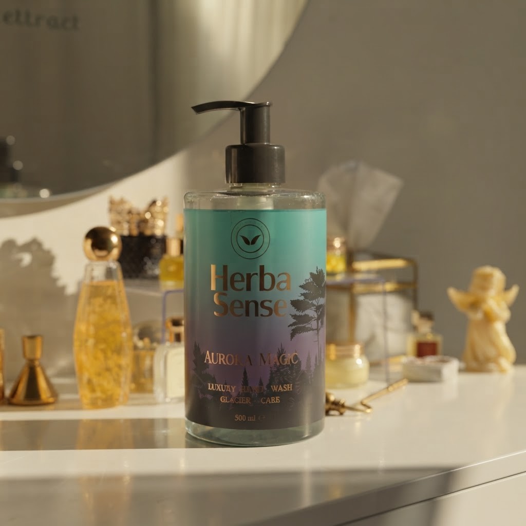 مایع دستشویی500میل آبرسان و معطر ادکلانی مدل Aurora Magic آردن هرباسنس رایحه (خنک و شیرین)