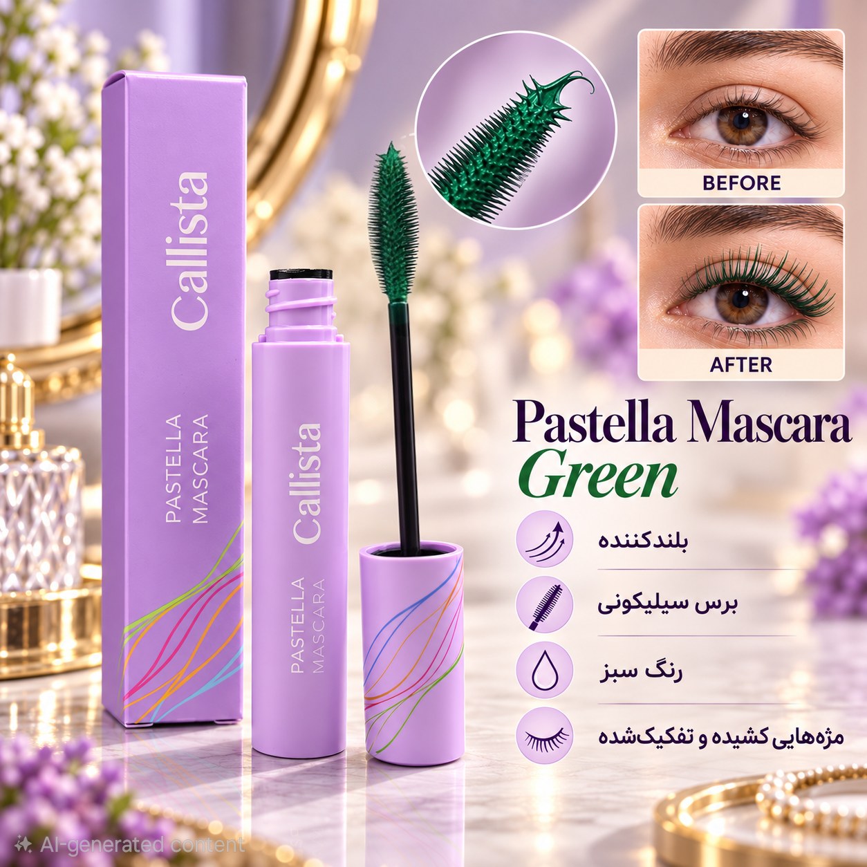 ريمل رنگي پاستلا سبز 16ML - كاليستا